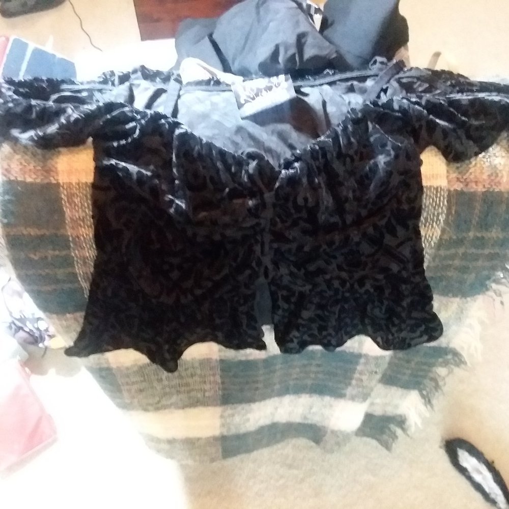 Killstar Medium Burnout Velvet Sheer Lace Up Fluttery Top